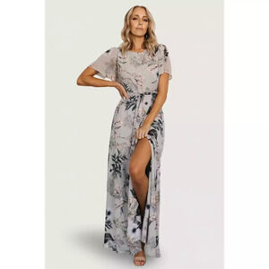 Baltic Born Naomi Short Sleeve Maxi Dress | Pale Blue Floral Size LL